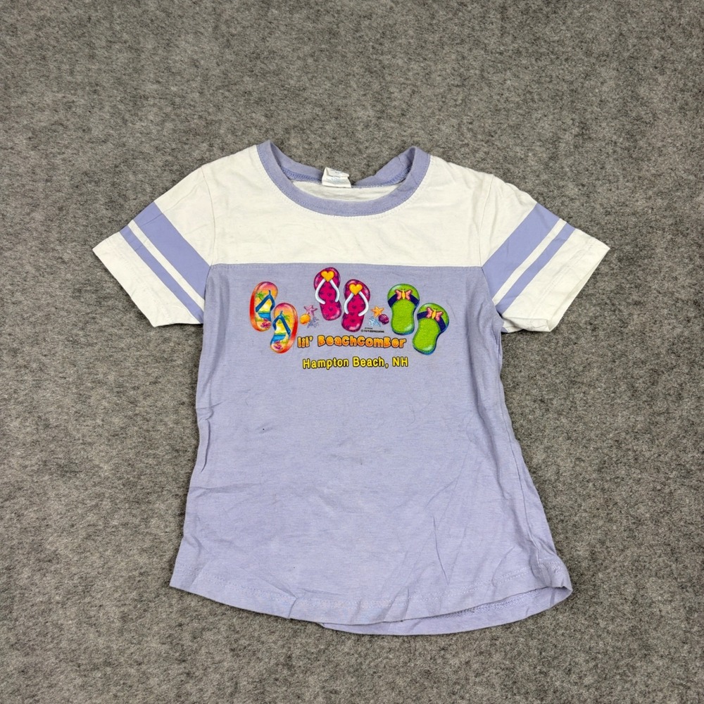 Say It With Love Graphic T-Shirt Girls 4T Purple Hampton Beach Flip Flops Tee
